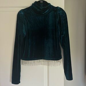 NWT joie velvet top with rhinestone tassels